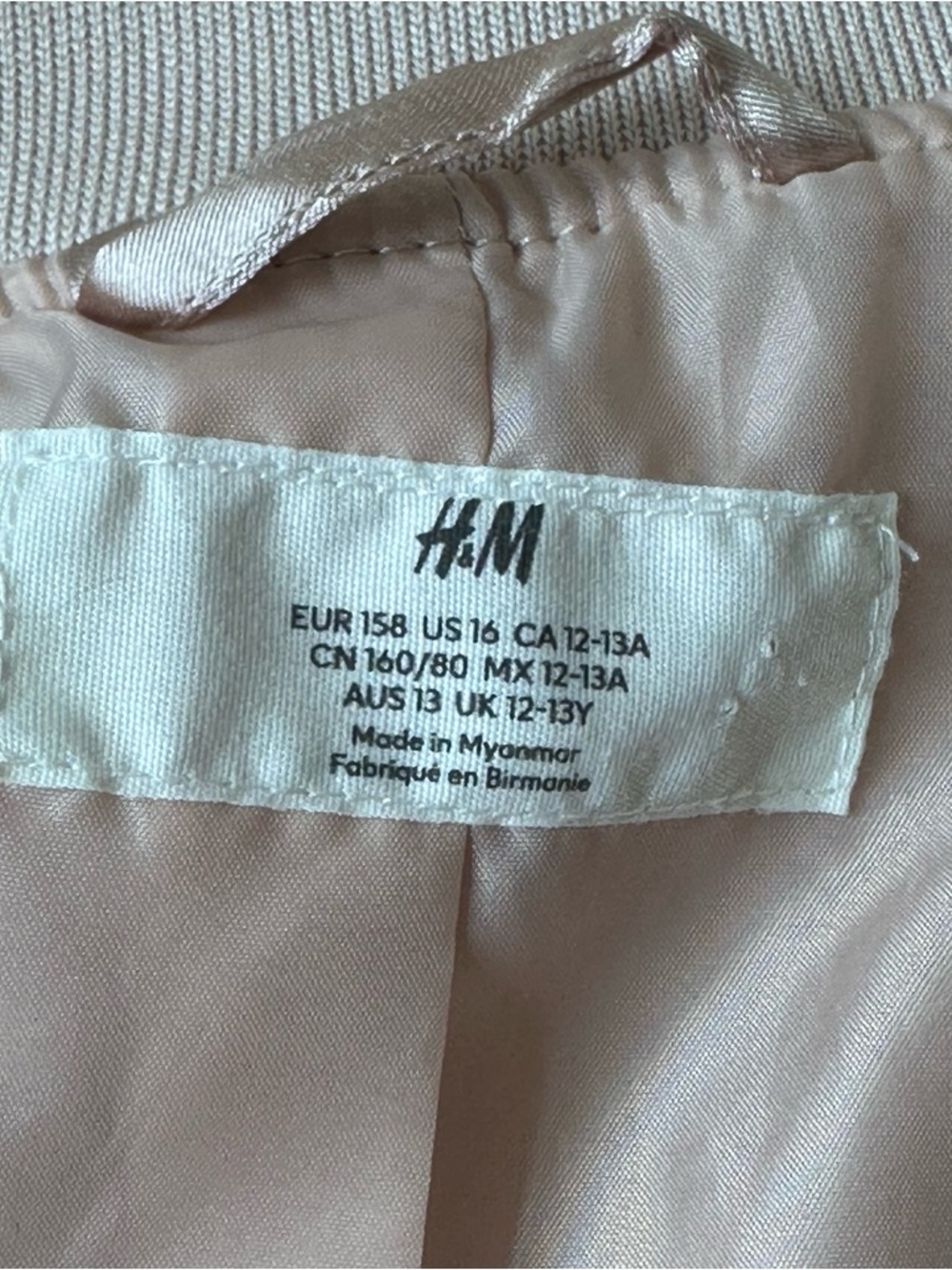 H&M Girl’s Pink Satin Bomber Jacket - Picture 3 of 4